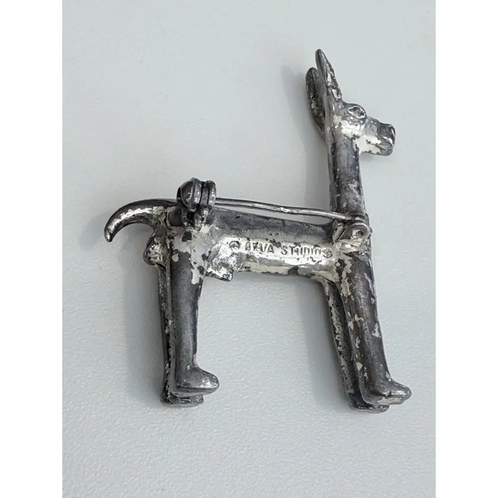 Vintage Alva Studio Silver Plated Pewter Llama Brooch Alpaca Pin Brooch